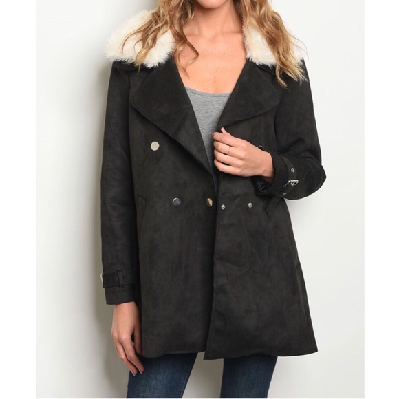 OLIVE SUEDE FUR COAT - Picture 5 of 7